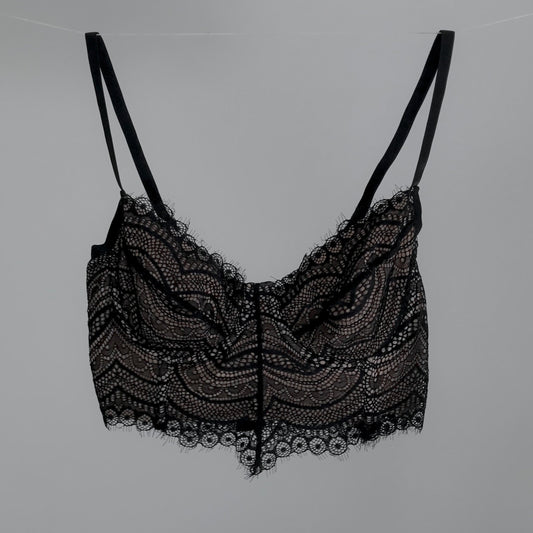 Cropped Amélia Preto/Bege